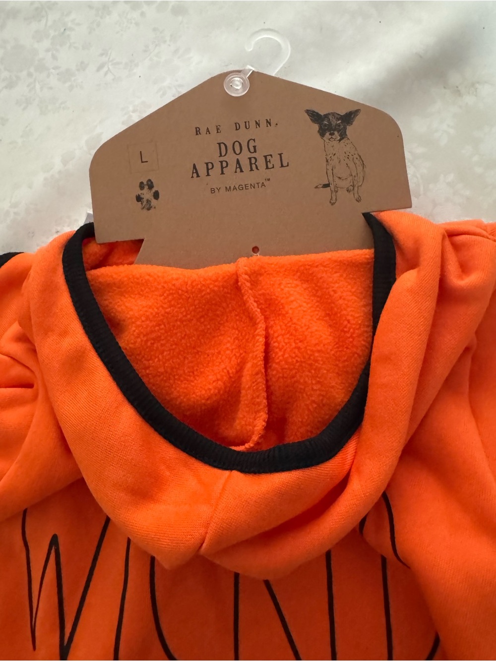 Rae Dunn Orange and Black Dog Hoodie